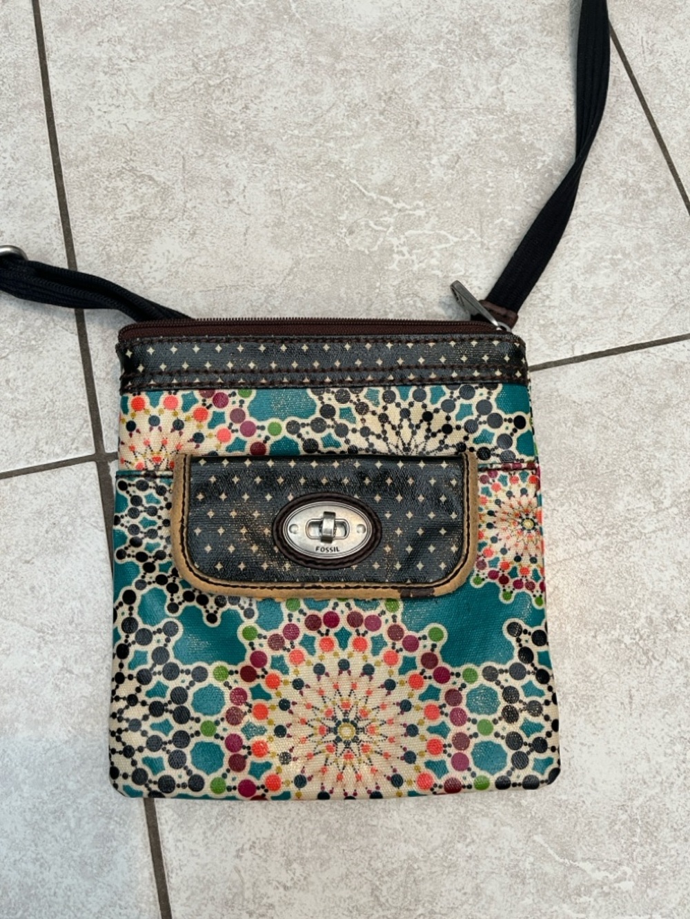 Fossil Key/Per Multicolor Floral Crossbody Bag